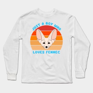 Vintage Just a boy who loves fennec. Cute little fox. Long Sleeve T-Shirt